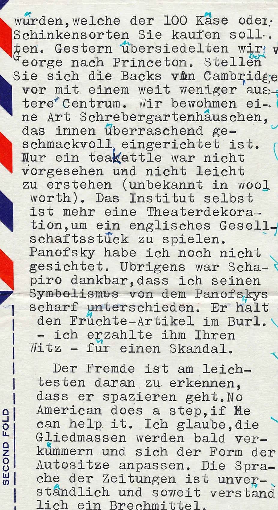 Maschinenschriftlicher Brief von Otto Pächt an Bruno Fürst, Princeton, 1956, Seite 2