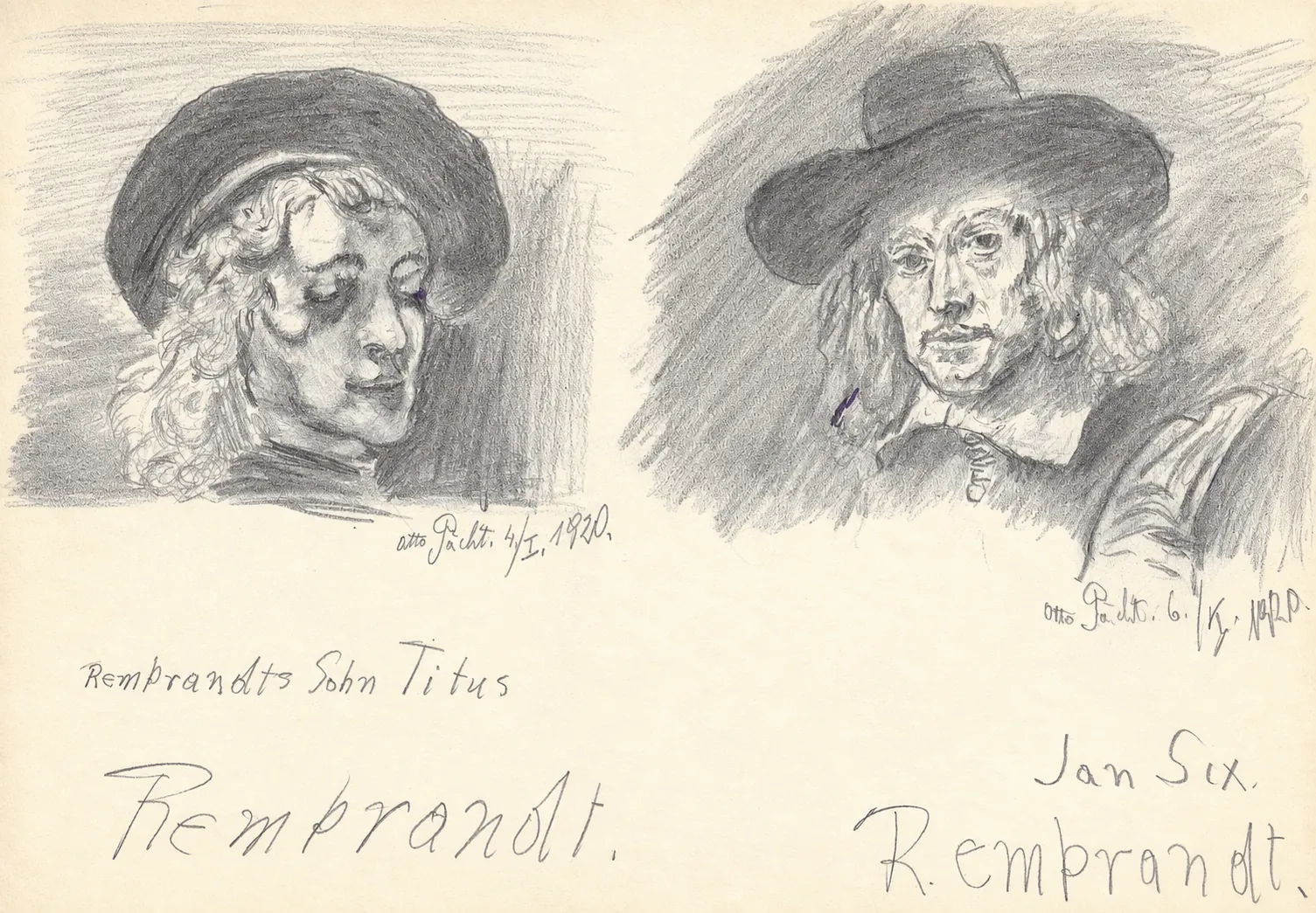 Rembrandt-Studien, Titus und Jan Six, 1920